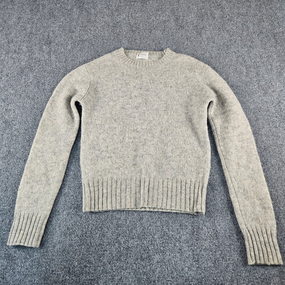 Vintage Casual Corner 100% Shetland Wool Sweater Grey Crewneck Mens Medium